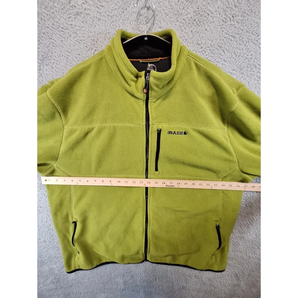 GH Bass Mens 2XL Fleece Jacket Full‎ Zip Lime Green Mock Neck Outdoor Casual